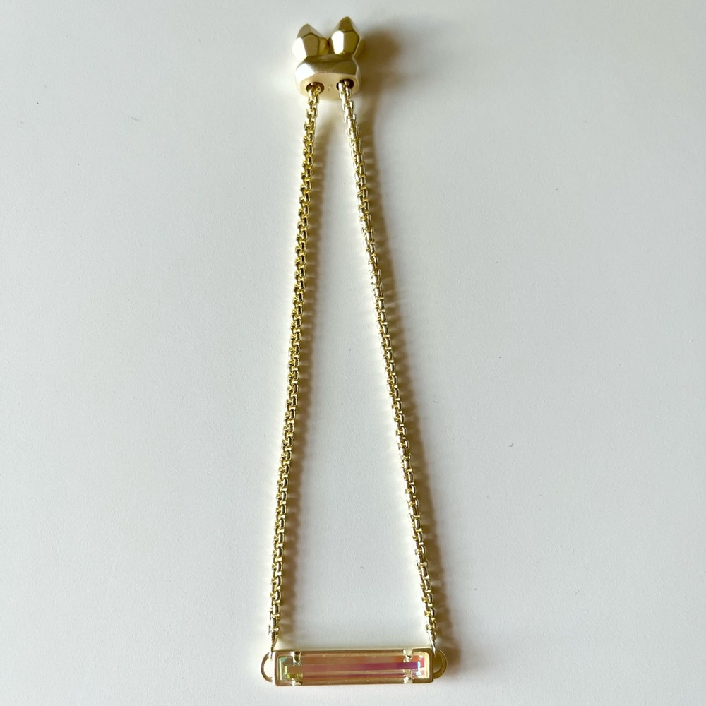 Kendra Scott Gold Adjustable Bar Bracelet in Dichroic Glass